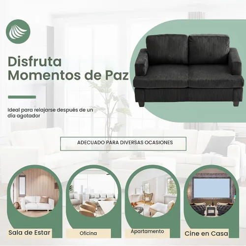 Vista 7 de YOUDENOVA Juego de 2 piezas de sofá cómodo, sofá biplaza * 2 con asientos profundos, sofá cama moderno para sala de estar, terciopelo negro