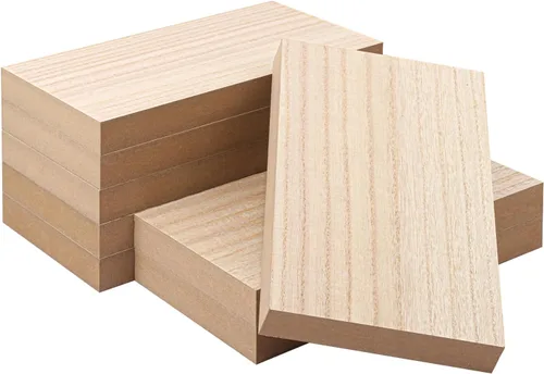 Vista 12 de Paquete de 20 bloques cuadrados de madera MDF sin terminar, bloques de madera de 3.9 x 3.9 pulgadas para manualidades, proyectos de bricolaje