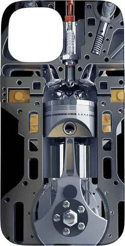 Vista 6 de Mecánico Motor Metal Pistón Cilindros Metal PC Case para iPhone 17