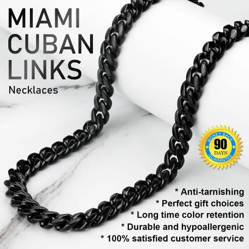 Vista 3 de Gargantillabrazalete con cadena de eslabones cubanos pesados para hombre, de acero inoxidable grueso chapado en oro de 14 quilates, disponible
