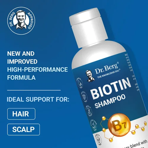 Vista 2 de Dr. Berg - Champú de biotina para hombres y mujeres (fórmula mejorada de alto rendimiento), probado y certificado de forma independiente, sin