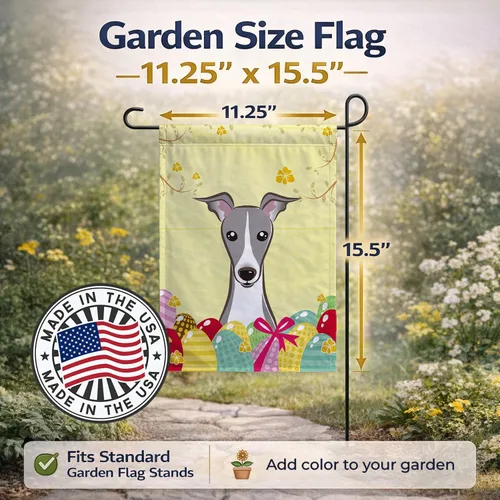 Vista 420 de Caroline's Treasures BB1923GF Bandera decorativa para jardín con diseño de Border Collie, para caza de huevos de Pascua, para jardín, jardín, patio