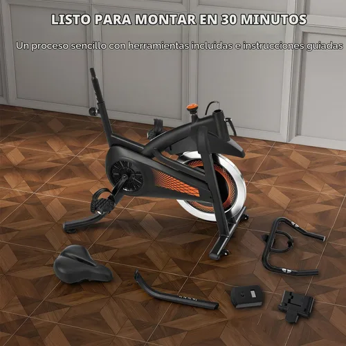 Vista 7 de Bicicleta estática para interiores con Bluetooth, bicicleta de ciclismo para gimnasio en casa, capacidad de peso de 300 libras, asiento 2-Naranja