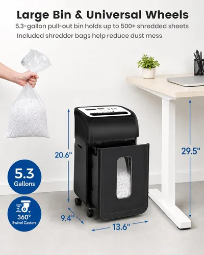 Vista 10 de VidaTeco - Trituradora de papel para hogar/oficina, 14 hojas, 60 minutos, corte micro con cuchilla patentada en EE. UU., tritura