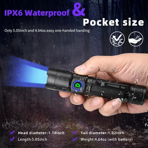 Vista 5 de Linterna UV 365nm Luz negra con espejo negro