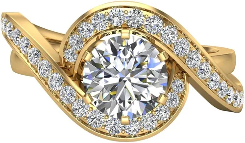 Vista 5 de Anillo de compromiso de diamantes entrelazados de 1,00 quilates con vástago trenzado de oro de 14 quilates - Certificado GIA