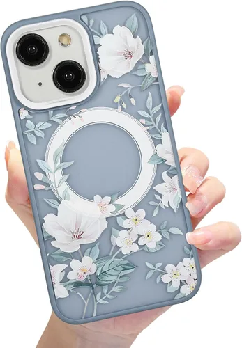 Vista 21 de Compatible con el teléfono 13 Pro - Funda magnética mate translúcida, de lujo, a prueba de golpes, magnética y con bonito patrón de flores, carcasa