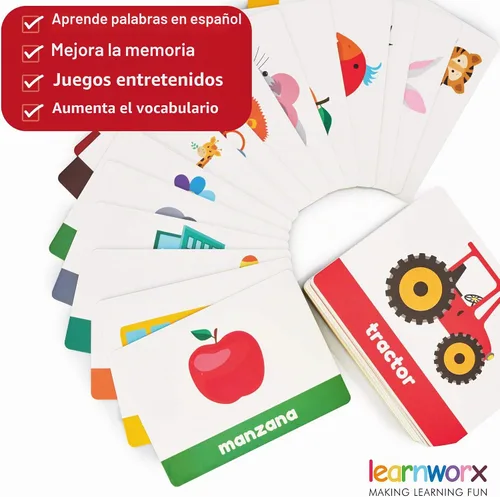 Vista 5 de Tarjetas flash españolas para niños y niños pequeños - 101 tarjetas - 202 lados - Aprende conmigo - Objetos, números y juegos - Gran valor