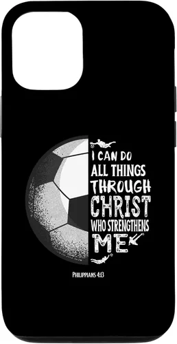 Vista 28 de Funda para iPhone 17 con versículo bíblico de fútbol Christian Sayings Philippians 4:13