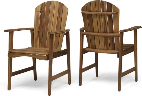 Vista 3 de Acacia Wood Adirondack Chairs: Classic Outdoor Seating for Patio & Garden - Natural Wood Set of 2 with 300lb Capacity & Easy Assembly