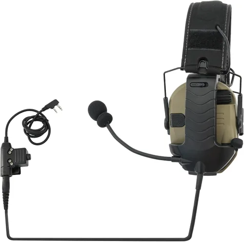 Vista 2 de Micrófono y PTT para Auriculares con Cancelación de Ruido Walkerrazor Airsoft (Negro)
