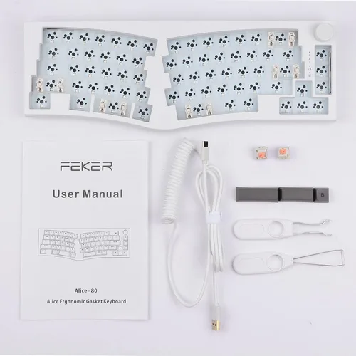 Vista 6 de EPOMAKER Feker Alice Layout Gasket - Kit de teclado inalámbrico con cable de 68 teclas intercambiables en caliente Bluetooth24 Ghztipo C con batería