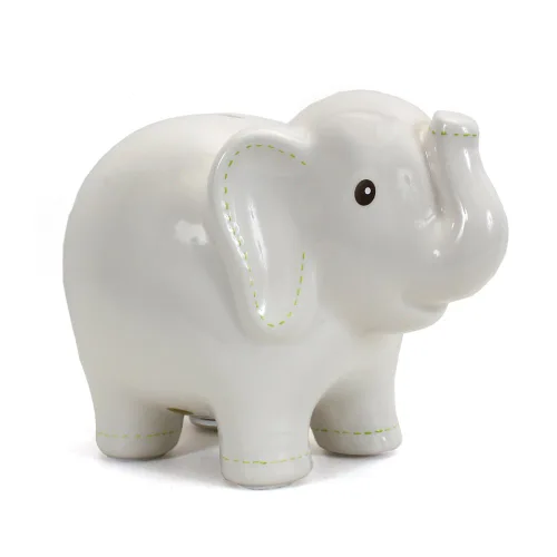 Vista 12 de Child to Cherish Alcancía de elefante cosido de cerámica, azul