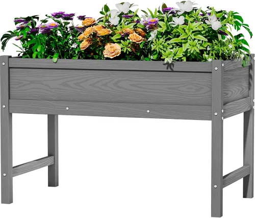 Vista 16 de Cama de jardín elevada pequeña de HDPE, jardinera elevada con patas, jardinera para exteriores resistente a la intemperie, camas elevadas para Aruba