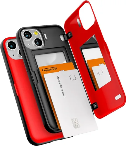 Vista 9 de GOOSPERY Parachoques magnético para puerta compatible con iPhone 13, tarjetero tipo cartera, cierre automático, protección de doble capa resistente
