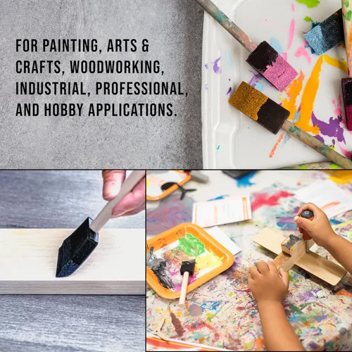 Vista 7 de US Art Supply - Juego de pinceles de pintura de espuma de 1 pulgada con mango de madera (paquete de valor de 25) - Ligeros, duraderos e ideales