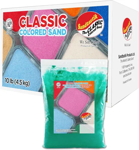 Vista 13 de Sandtastik Blue Sand Caja de 10 libras, brillante y brillante, sin sílice, colores vibrantes, arena, sensorial, terrario, modelo, paisaje, joyería