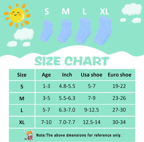 Vista 6 de Calcetines para niños pequeños, 15 pares de calcetines antideslizantes para niños pequeños y niñas, calcetines de media para 1-10 años