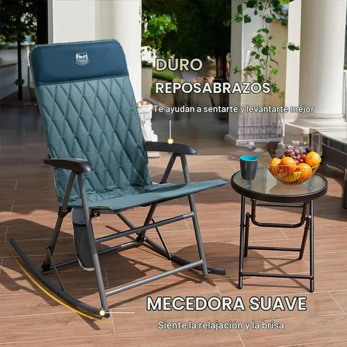 Vista 7 de Timber Ridge Silla mecedora ajustable de 3 niveles, respaldo alto acolchado ergonómico, soporta 300 libras, balancín estable antipunta, reposabrazos