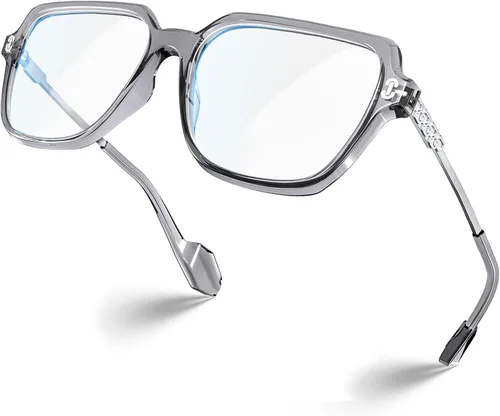 Vista 18 de VISOONE - Paquete de 2 anteojos de bloqueo de luz azul de gran tamaño con elegante marco cuadrado TR90 y patillas metálicas para mujeres y hombres