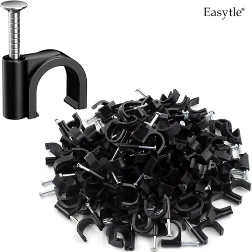 Vista 4 de Easytle Abrazaderas de cable de plástico, 100 clips de cable de 0.394 pulgadas, clips de cable coaxial, clips de cable coaxial, clips de cable