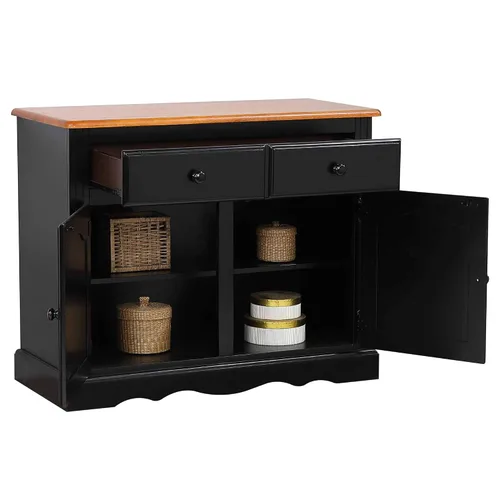Vista 6 de Sunset Trading Black Cherry Selections Buffet and Hutch, dos puertas Dos cajones, envejecido envejecido