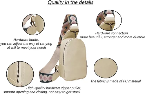 Vista 2 de Bolso de pecho para mujer bolso bandolera pequeño de piel sintética mochila de hombro para viajes senderismo