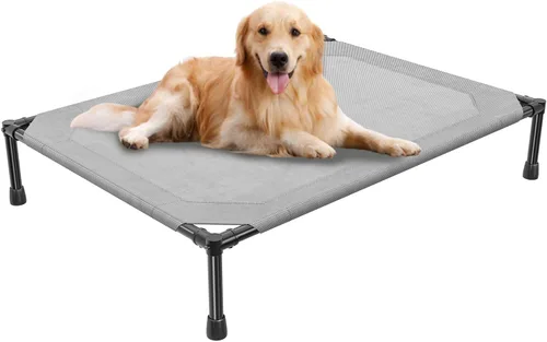 Vista 14 de Simple Trending - Cama elevada para perros para perros de tamaño grande, cuna elevada para mascotas al aire libre con cama de hamaca para mascotas