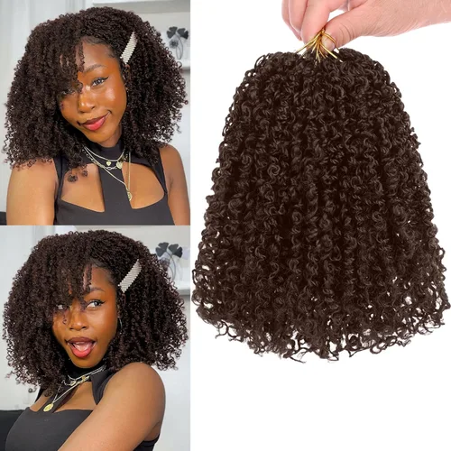 Vista 44 de COOKOO 6 pulgadas 8 paquetes Cabello de Ganchillo Pre-enrollado Yanky Twist para Mujeres Negro Natural Mini Passion Twists Pre-retorcido Cabello