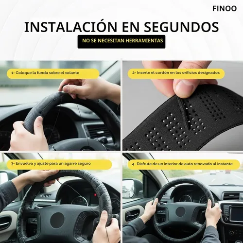 Vista 3 de Cubierta de volante con encaje negro, accesorio clásico de agarre elástico para auto