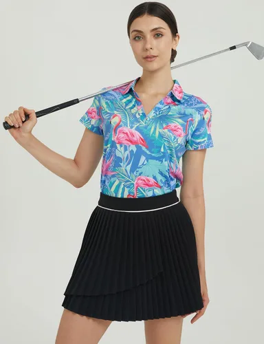Vista 4 de Camisa de golf para mujer, polo de golf de secado rápido que absorbe la humedad para mujer