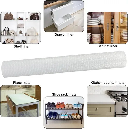 Vista 8 de Revestimiento para refrigerador, revestimientos impermeables para estantes y cajones para gabinete de cocina, tapete para baño debajo del fregadero