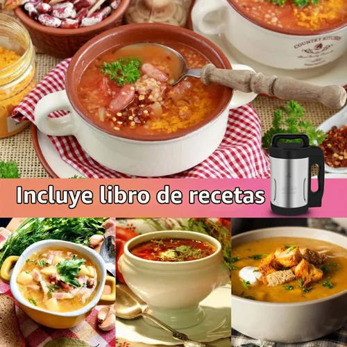 Vista 5 de Máquina para hacer sopa de 2 L, hace 4-6 porciones, máquina para hacer sopa con 6 programas preestablecidos, máquina eléctrica de sopa con Negro