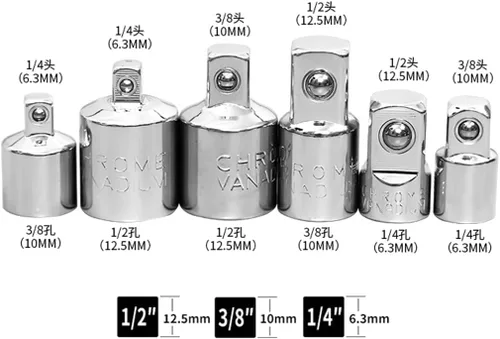 Vista 7 de 5 unidades de 3/8 pulgadas (F) x 1/4 pulgadas (M) adaptador de llave de trinquete, reductor de enchufe, hembra a macho