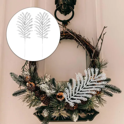 Vista 3 de GANAZONO Púas artificiales para árbol de Navidad, 6 piezas de cola plateada, cola de fénix única para manualidades decorativas