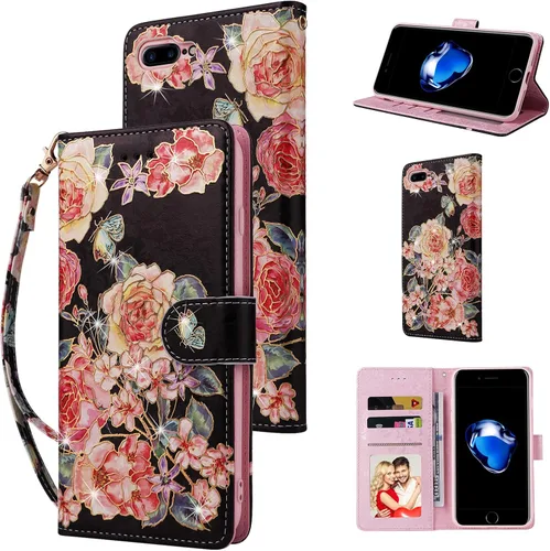 Vista 17 de UEEBAI Funda tipo cartera para iPhone SE 2022 5G/iPhone 7/iPhone 8/iPhone SE 2020, funda de piel sintética con función atril y bloqueo RFID, funda