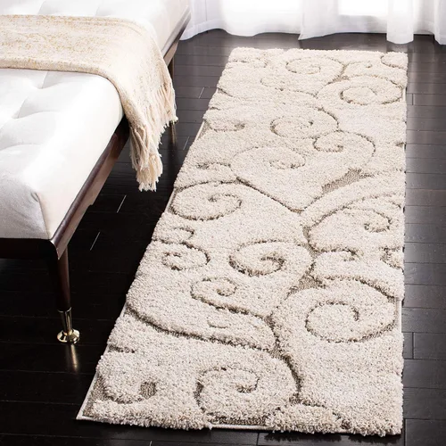 Vista 13 de SAFAVIEH Florida Shag Collection - Alfombra decorativa, 2 x 3 pies, color crema y beige, diseño de volutas, no desprende pelusa y fácil de limpiar