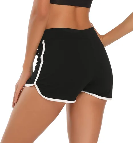 Vista 3 de HDE Pantalones cortos de entrenamiento de moda retro con delfines para mujer Negro
