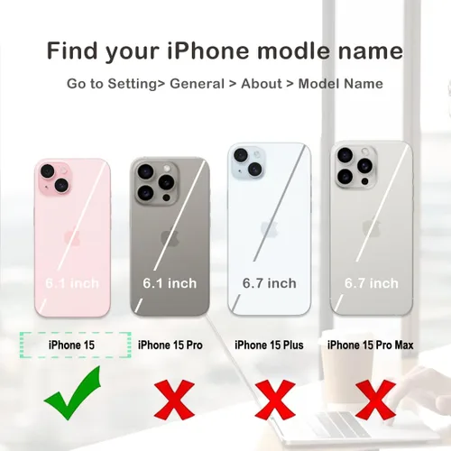 Vista 2 de Funda compatible con iPhone 14/15 con tarjetero y ranuras integradas de piel sintética con función atril y a prueba de golpes para iPhone 14/15