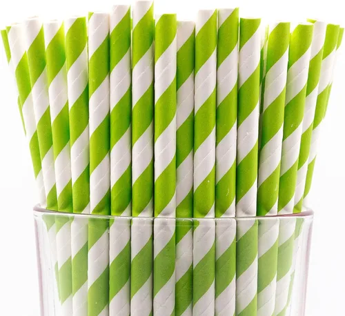 Vista 35 de Paquete de 150 pajitas de papel biodegradables de 4 capas de cheurón rosa bebé (compostables, no tóxicas, sin BPA)