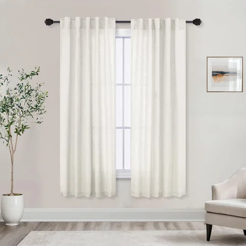 Vista 85 de Mrs.Naturall Cortinas negras de 45 pulgadas de largo, cortinas cortas de lino transparente para privacidad para cocina, dormitorio, ventanas