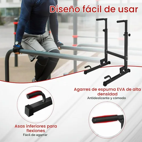 Vista 5 de Barras paralelas de soporte de inmersión, barra de inmersión resistente de 550 libras de capacidad con asas de espuma para ejercicios de fitness