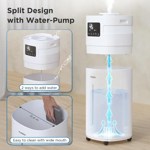 Vista 5 de TURBRO Humidificador comercial, habilitado para WiFi, vaporizador de aire ultrasónico de 5.3 galones/20L para habitaciones grandes de hasta 2000