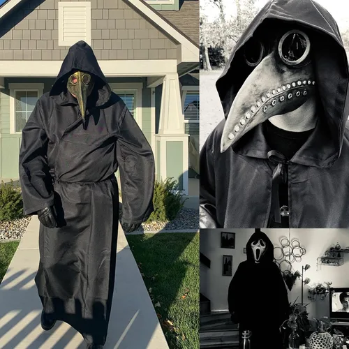 Vista 5 de GraduationMall Capa con capucha para hombre, bata Sith negra para Halloween, disfraz de cosplay para mago Darth Sidious mortífero
