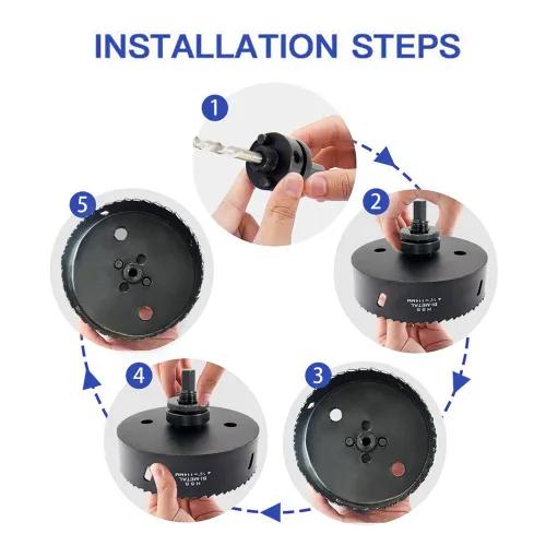 Vista 6 de Sierra perforadora con cenador resistente, broca de sierra de agujero anular HSS para todos los taladros eléctricos de 1/2 para madera, plástico