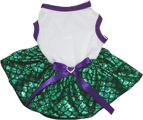 Vista 5 de Petitebella Vestido para perro cachorro con tutú de sirena brillante (negro/dorado, talla XS)