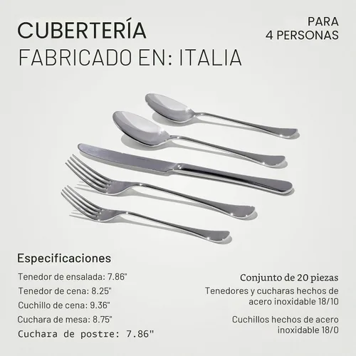 Vista 5 de Made In Cookware - Juego de cubiertos - 4 servicios de mesa (juego de 20 piezas) - Elaborado en Italia