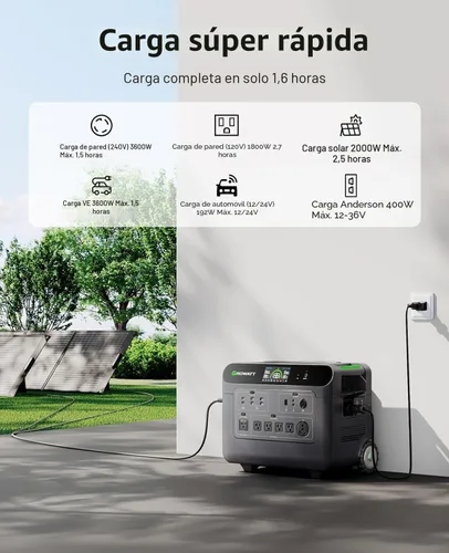 Vista 5 de GROWATT Estación de energía portátil de 3600 Wh, generador solar eléctrico HELIOS 3600 para uso doméstico, expandible a salida de CA de 240 V/7200