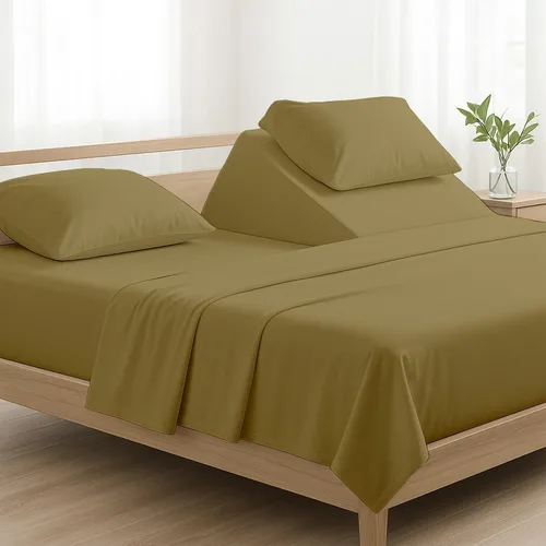 Vista 17 de NON Sticky cotton Juego de sábanas de 4 piezas para cama ajustable con números de sueño, 100% algodón egipcio, cabezal flexible de 34 pulgadas, se