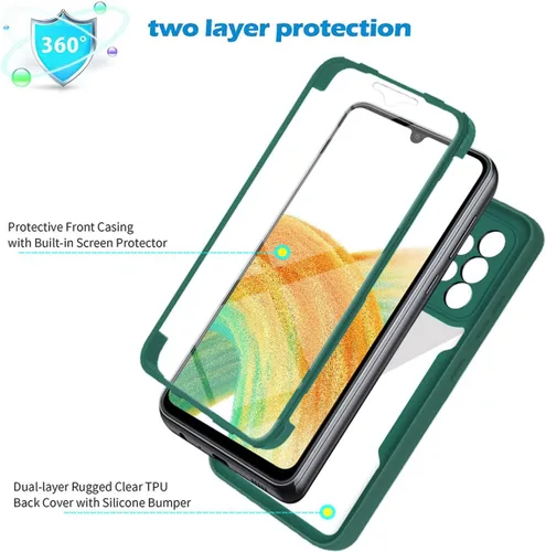 Vista 5 de CCSamll - Funda transparente para Samsung Galaxy A13 4G (no 5G), protector de pantalla integrado, delgada, de cuerpo completo, resistente, suave